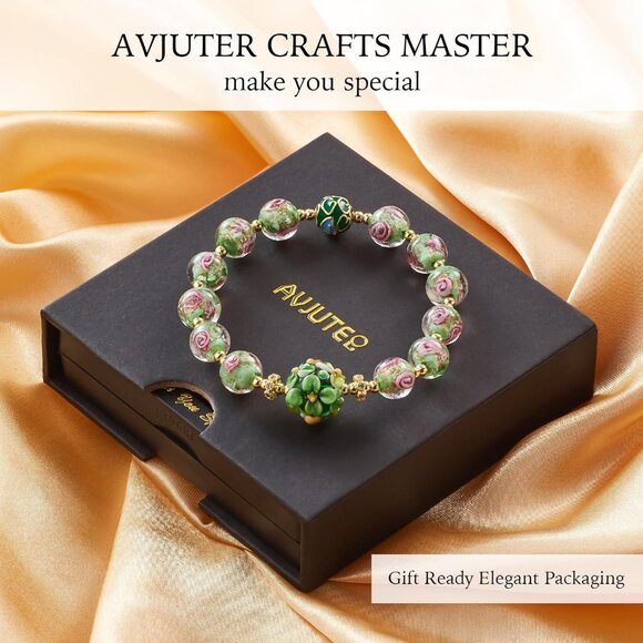 Luminous Murano Glass Bracelet - Chic Glow in The Dark Green Jewelry for Women - Picture 6 of 7